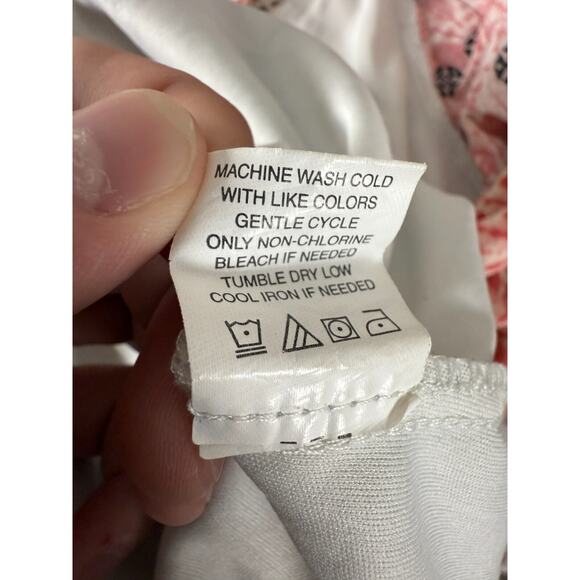 EyeShadow Size L Geometric Lace Cold Shoulder Dress Pink Short Sleeve Lined - Picture 9 of 10